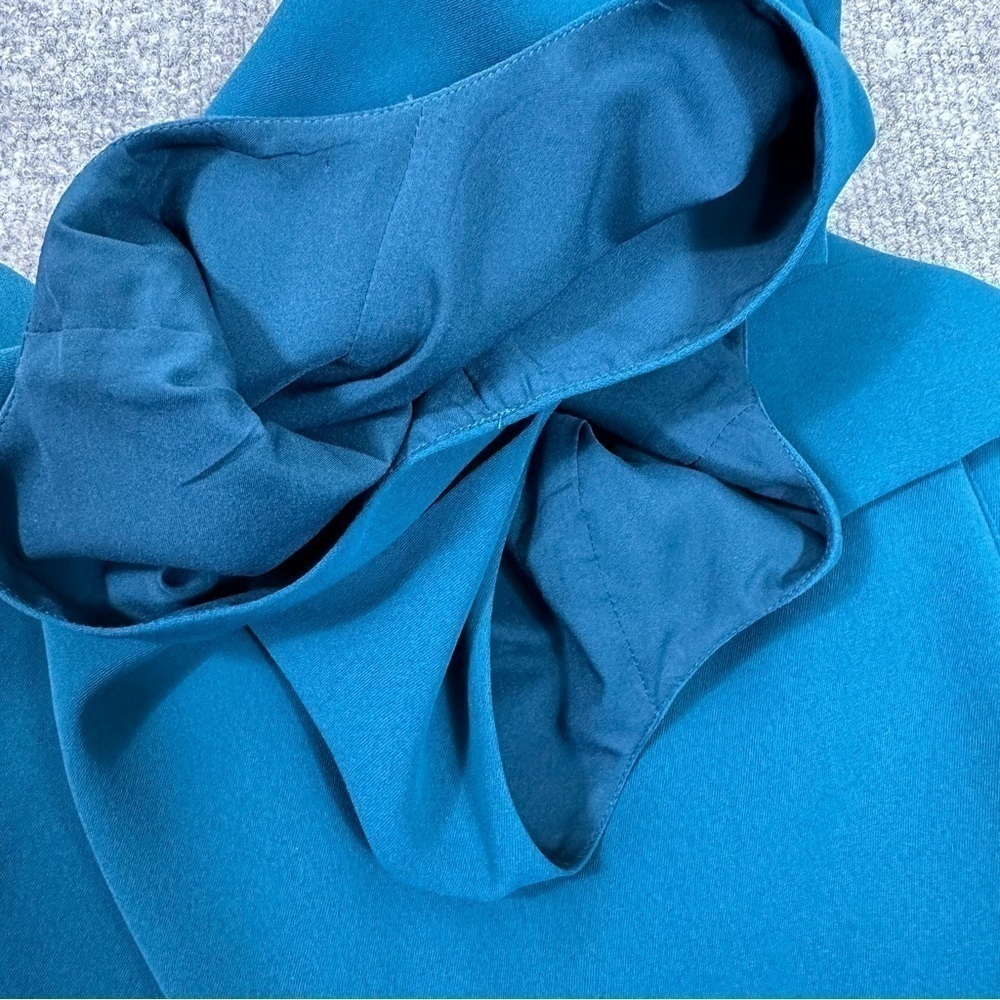 Vince Dress 8 Teal Classic Crepe Shift  Pockets Sleeveless Lined - Picture 10 of 13